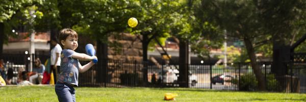 Boy playing baseball