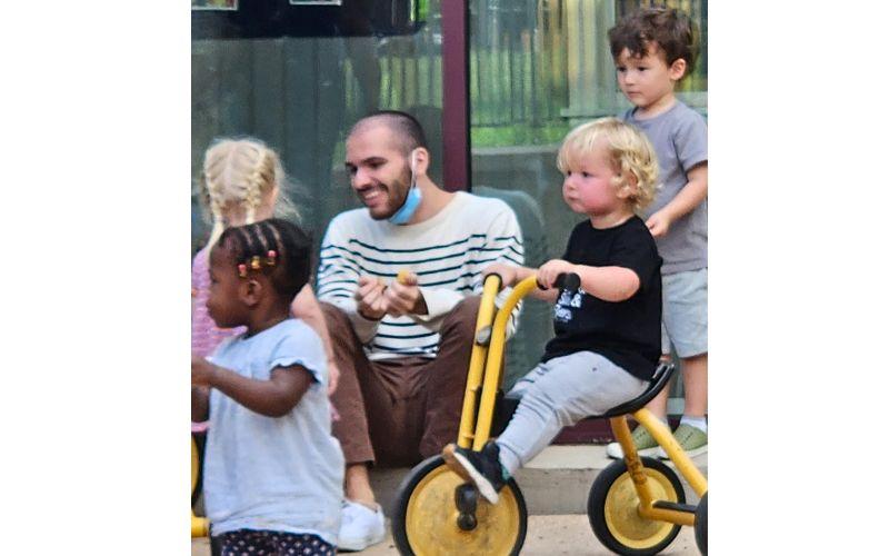 Teacher with kids on playground